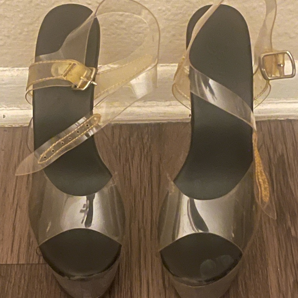 Used Clear Pleaser heels size 8 in good condition